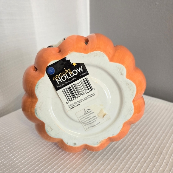Vtg Halloween Pumpkin Bat Tealight Candle Holder Ceramic 2003 Read - Picture 9 of 12